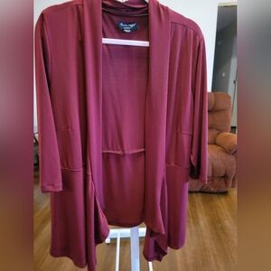 Charlie Paige Deep Red Draped Cardigan
